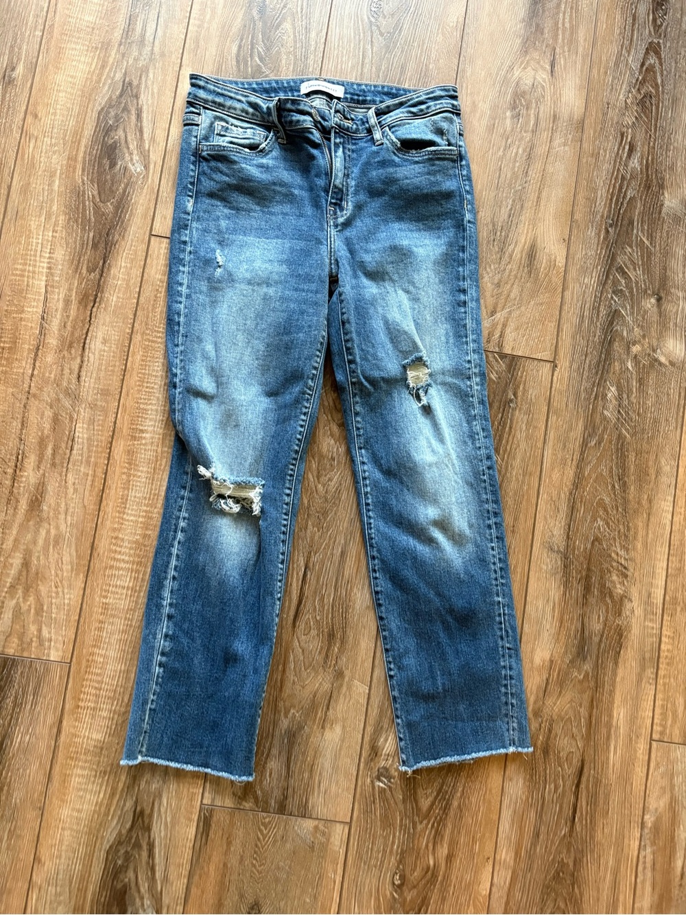 Flying Monkey Distressed Blue Cropped Jeans